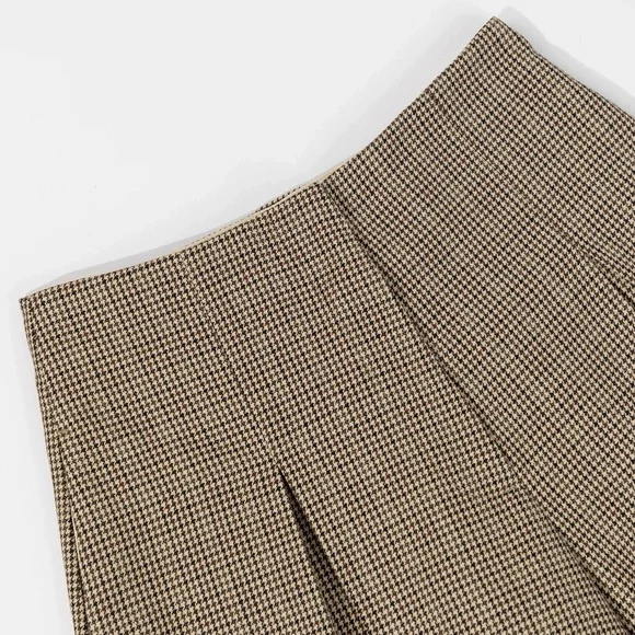High Waist Plaid Wide Leg Pants Size M Brown Beige Vintage style